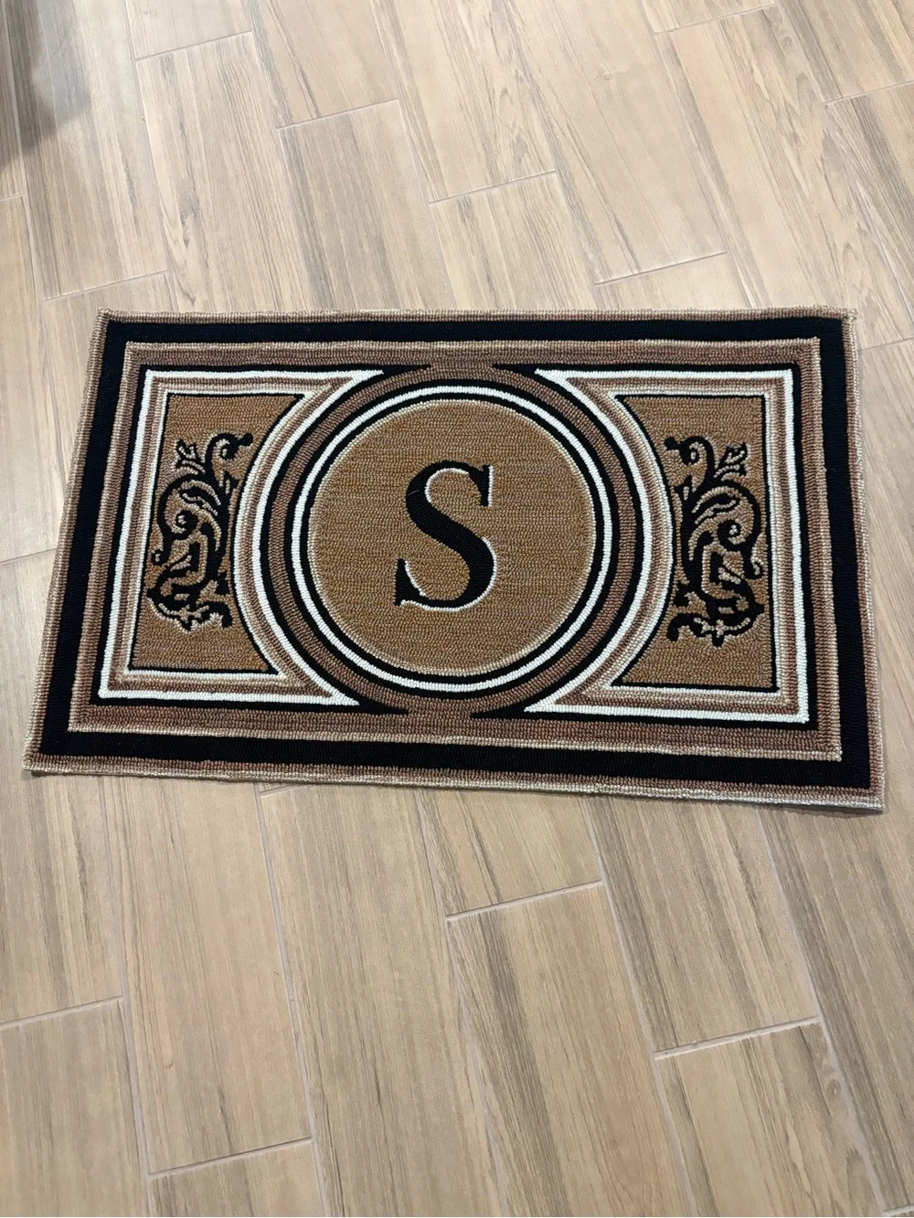 Frontgate Wingate Monogrammed Door Mat “S” in Toast